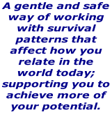 A gentle and safe way of working with survival patterns that affect how you relate in the world today; supporting you to achieve more of your potential.